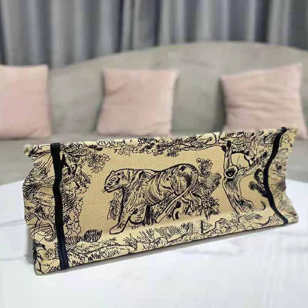 Dior Medium Dior Book Tote Brown Toile de Jouy Embroidery for Women