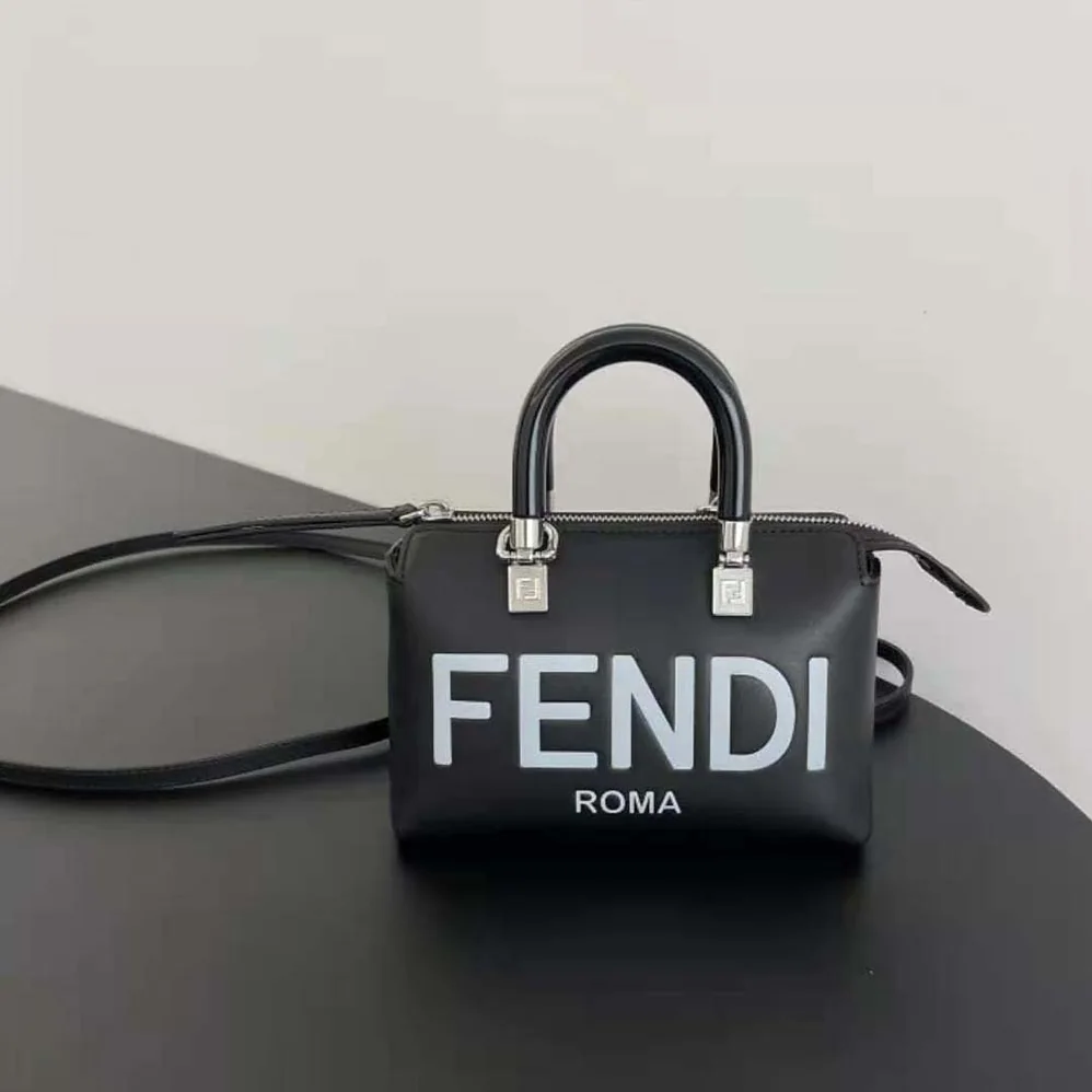 Fendi By The Way Mini Small Boston Bag in Black Leather for Women