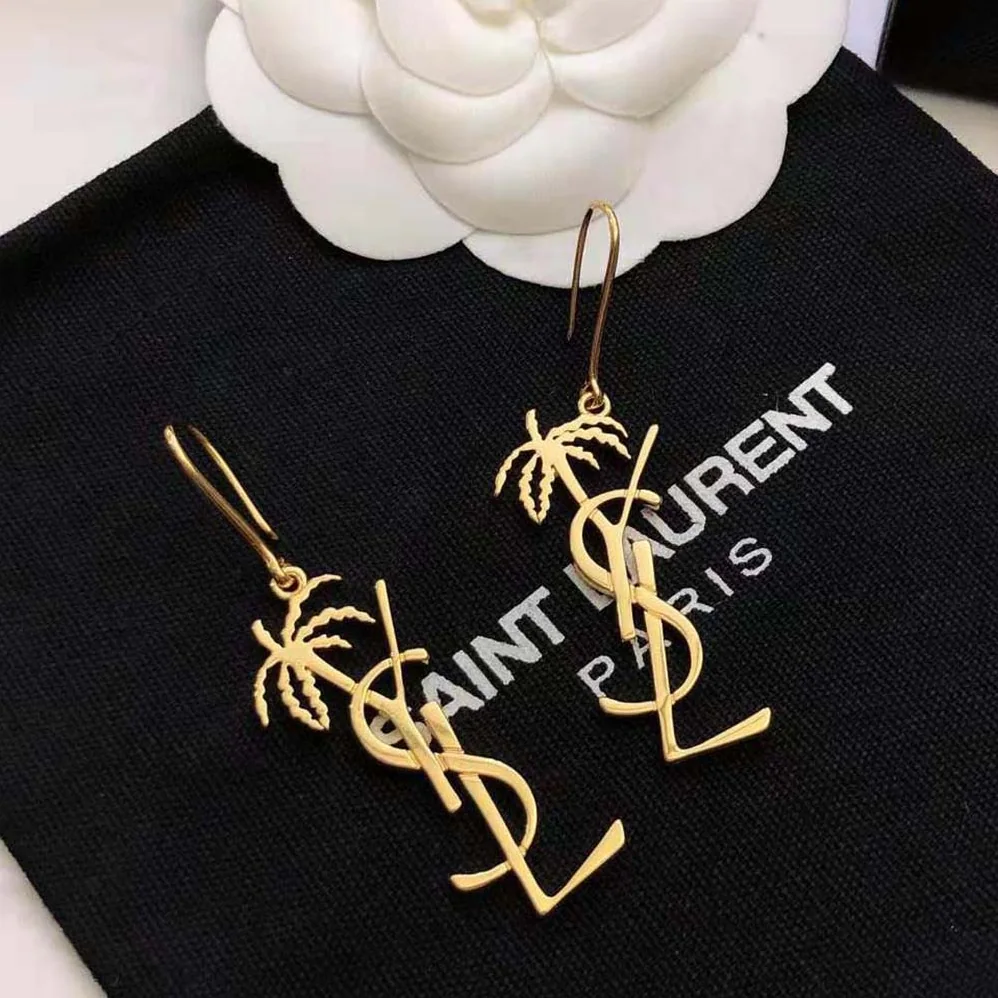 Saint Laurent YSL Cassandre Palm Earrings in Metal for Women Saint Laurent YSL Cassandre Palm Earrings in Metal for Women