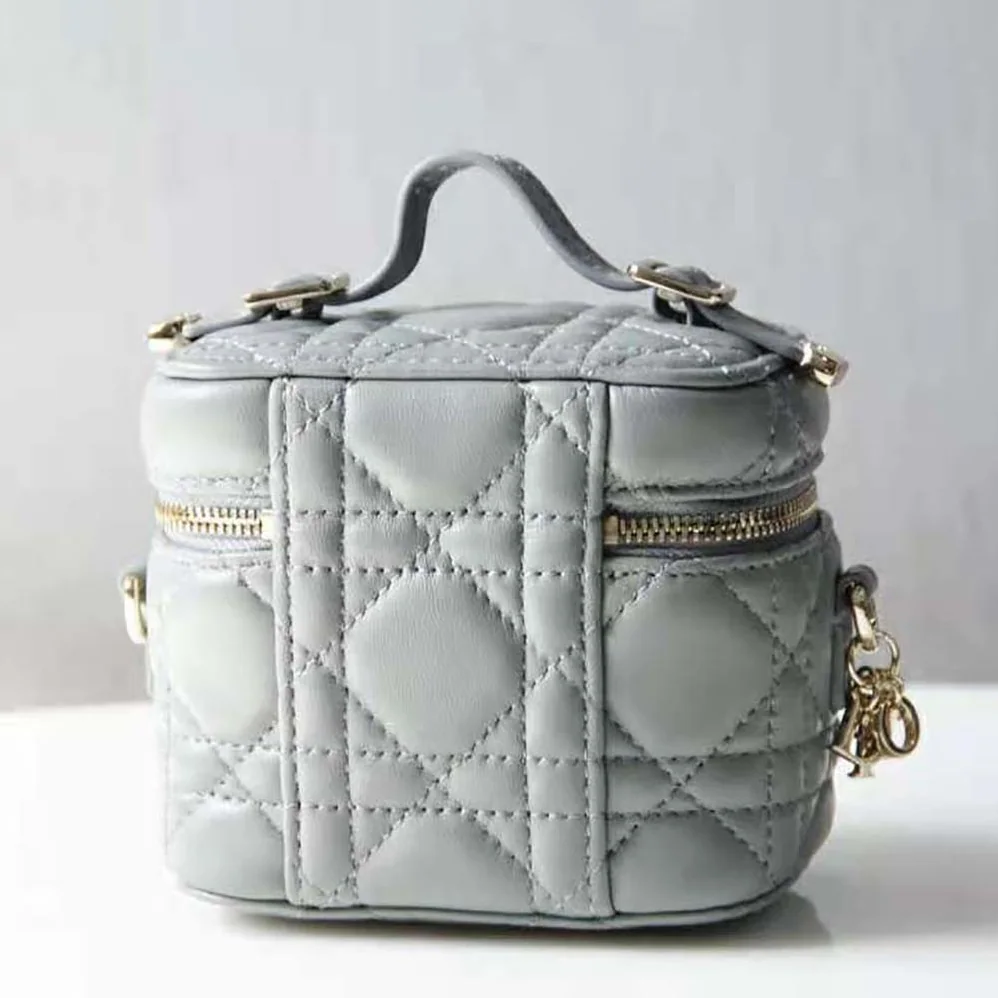Dior Micro Lady Dior Vanity Case Cannage Lambskin for Women in Gray Dior Micro Lady Dior Vanity Case Cannage Lambskin for Women in Gray