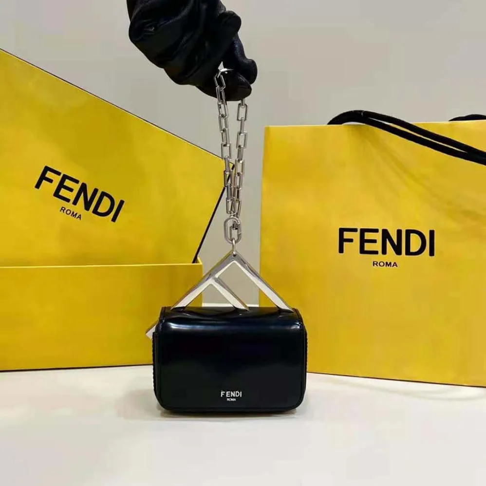 Fendi Nano Bag F Black Leather Mini for Women in Bag Fendi Nano Bag F Black Leather Mini for Women in Bag