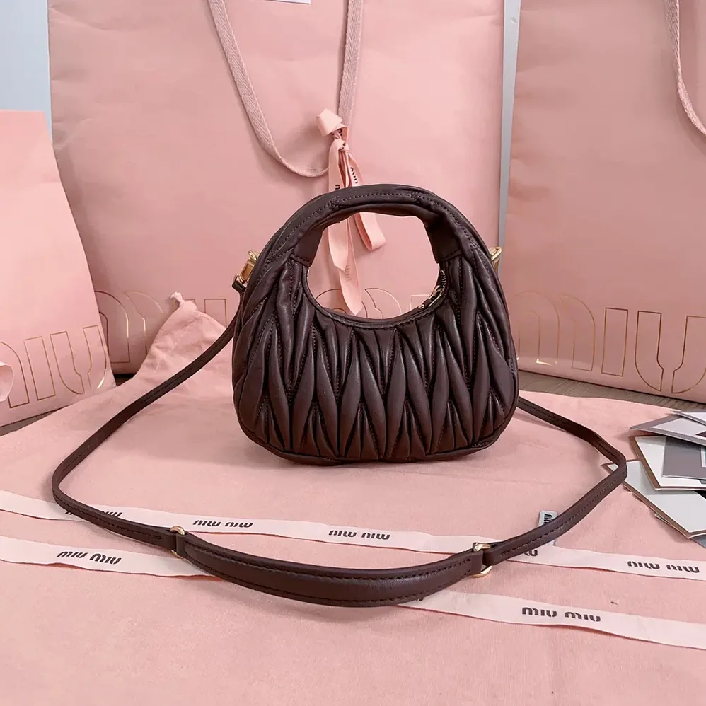 Miu Miu Wander Matelassé Nappa Leather Hobo Mini-Bag for Women in Burgundy