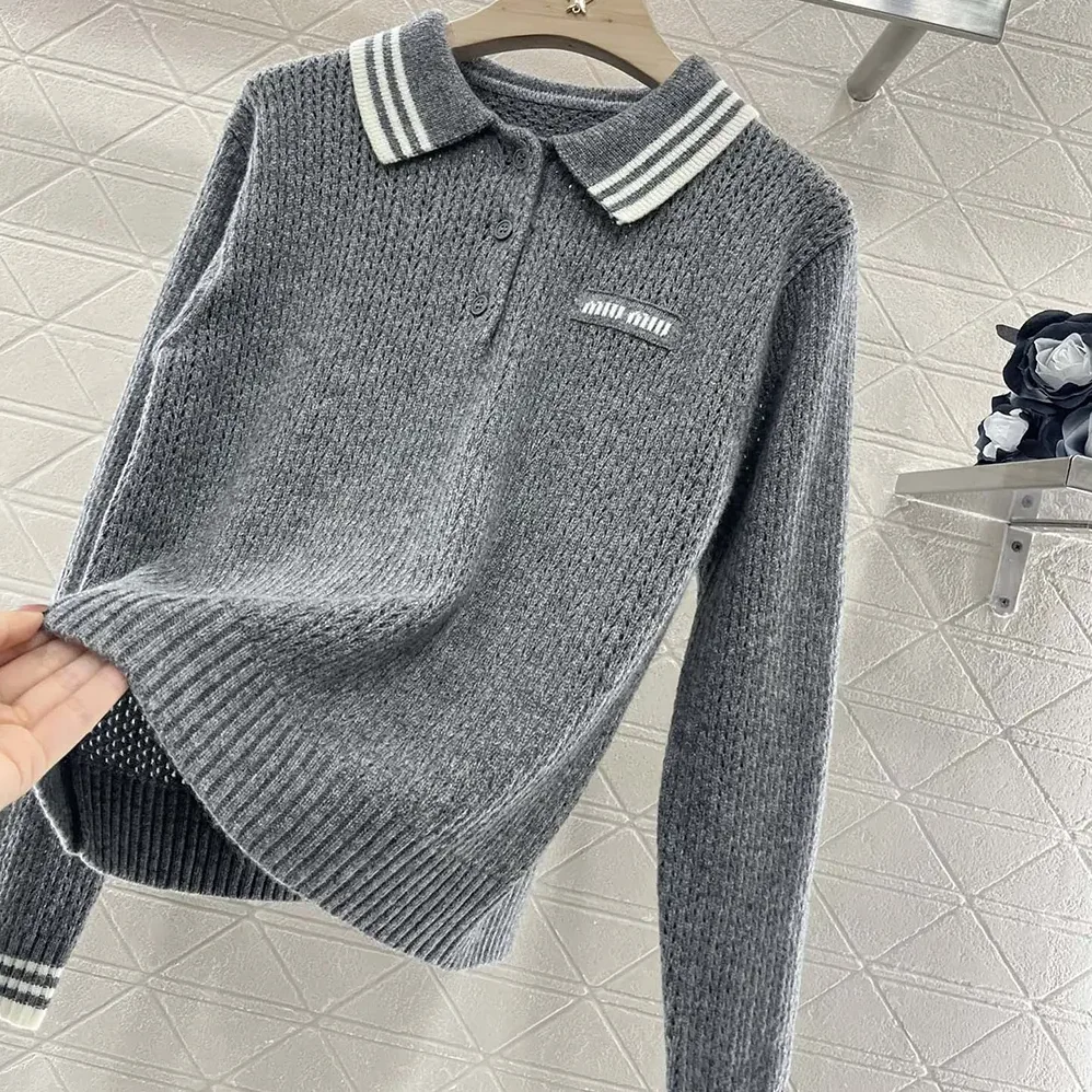 Miu Miu Wool and Cashmere Polo Sweater for Women Miu Miu Wool and Cashmere Polo Sweater for Women