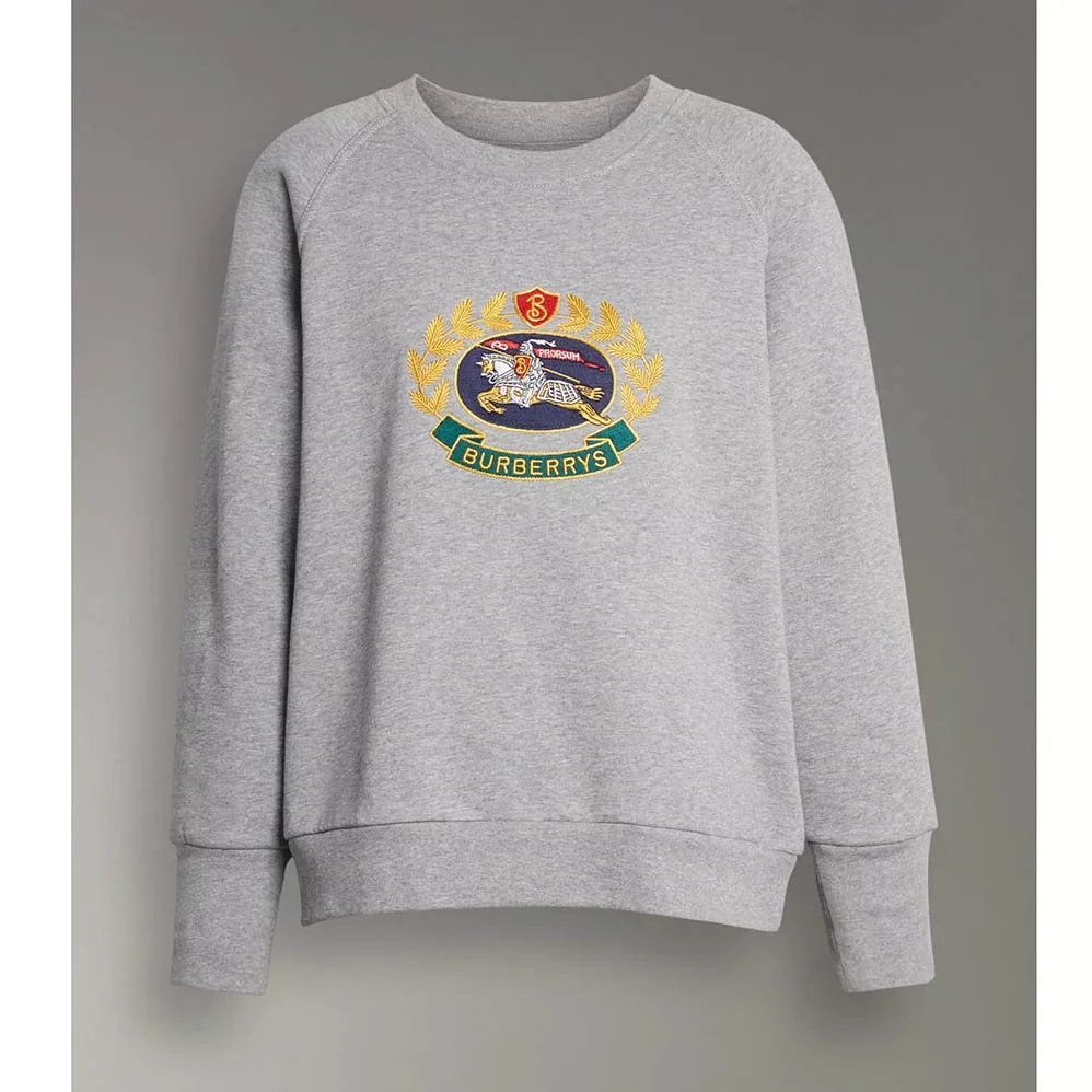 Burberry Embroidered Archive Logo Jersey Sweatshirt for Unisex in Silver