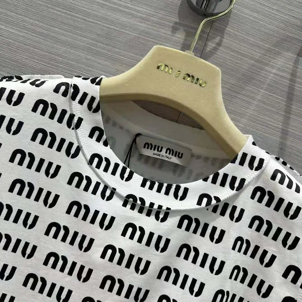 Miu Miu Print Cotton T for Women in shirt with Print Logo Miu Miu Print Cotton T for Women in shirt with Print Logo