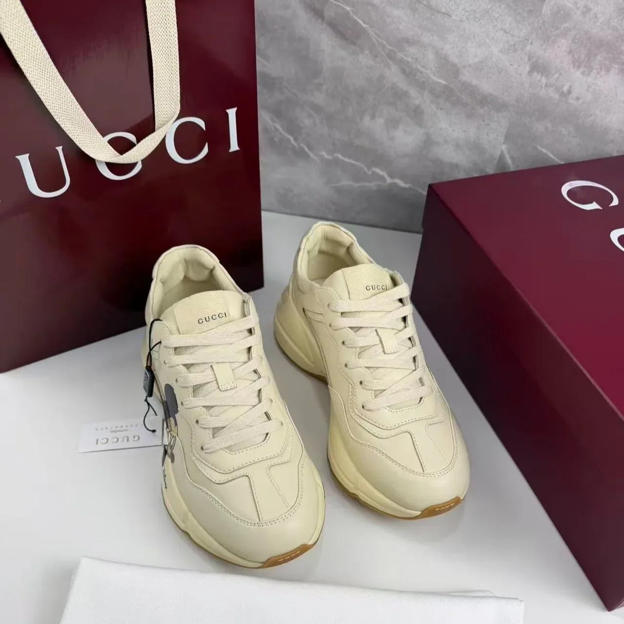 Gucci x Disney Rhyton Sneaker With Mickey Mouse Beige for Women