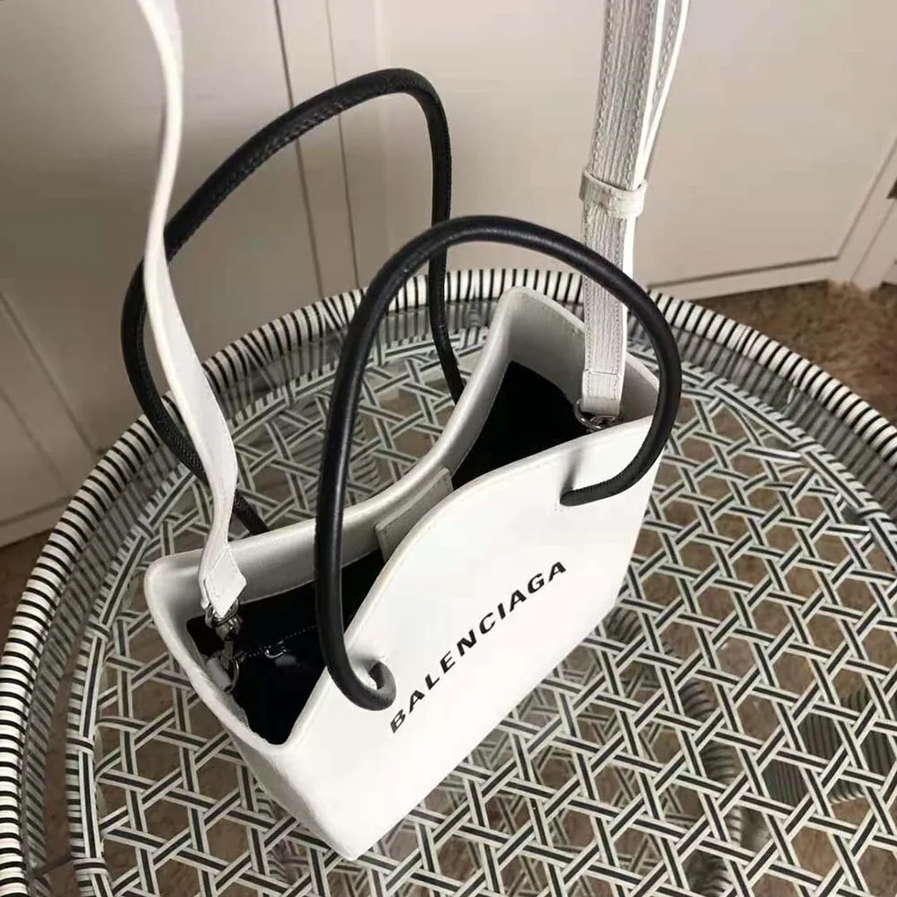 Balenciaga Shopping XXS North South Tote Bag in Squared Calfskin Bag for Women in White Balenciaga Shopping XXS North South Tote Bag in Squared Calfskin Bag for Women in White
