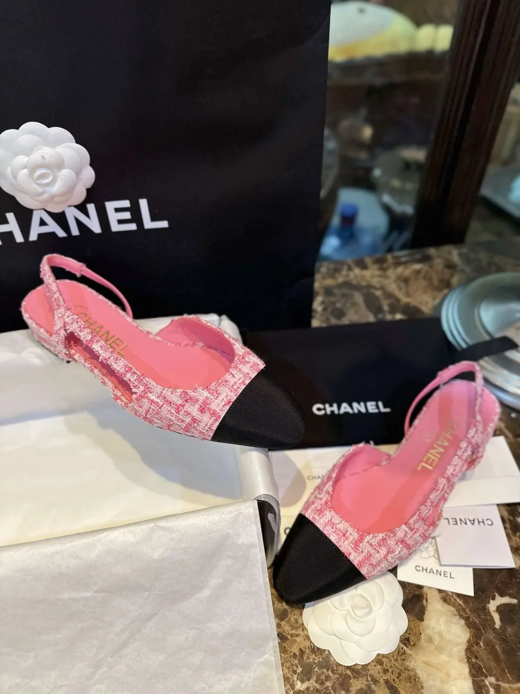 Chanel Woolen Lat Lace Up Sandals Pink Chanel Woolen Lat Lace Up Sandals Pink