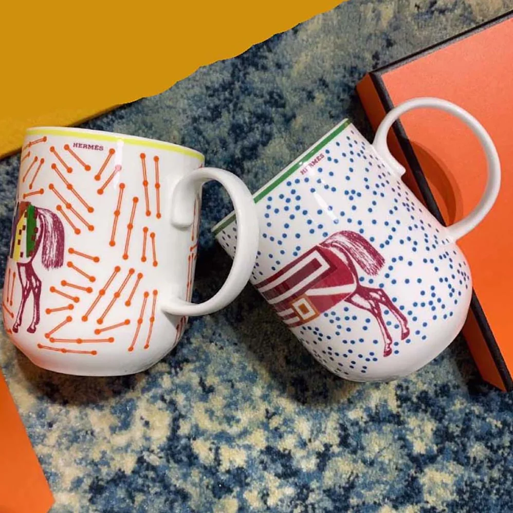Hermes Hermes Hippomobile Set of 2 Mugs for Unisex Hermes Hermes Hippomobile Set of 2 Mugs for Unisex