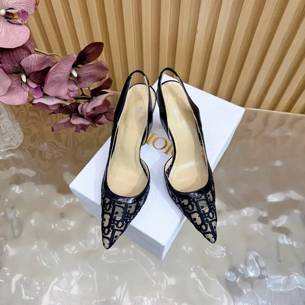 Dior Adiorable Slingback Pump Black Dior Oblique Embroidered Mesh for Women