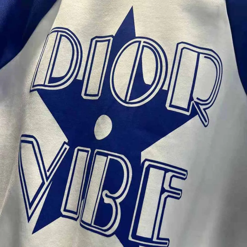 Dior Vibe Bomber Jacket Fluorescent Blue and White Technical Cashmere Jacquard for Women