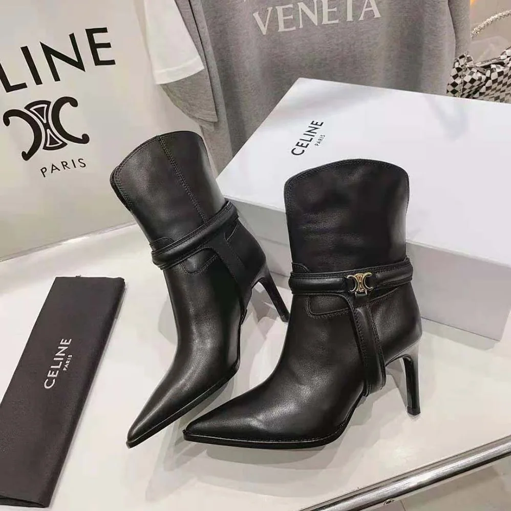 Celine Verneuil Triomphe Harness Low Boot in Calfskin for Women