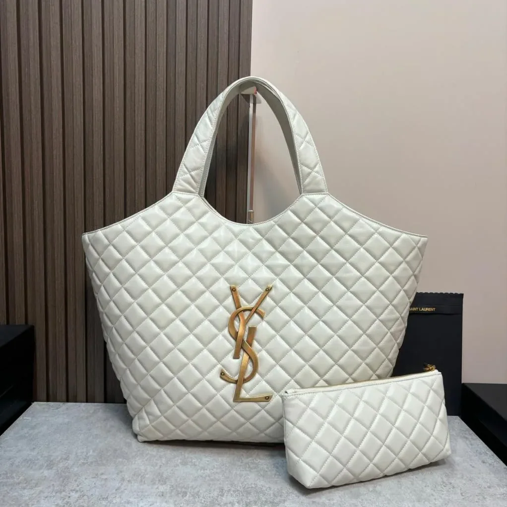 Icare Maxi Shopping Bag White in YSL