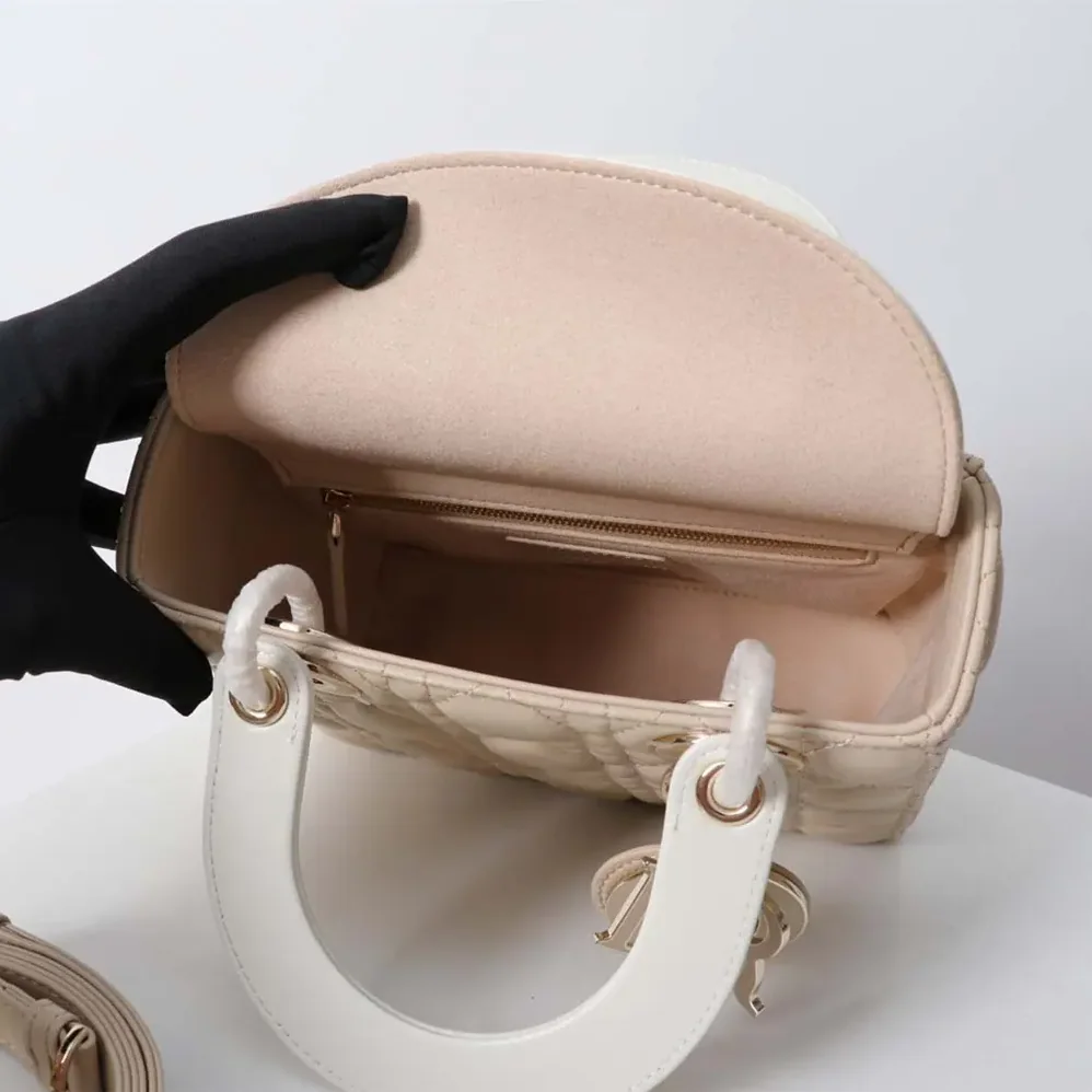 Dior Small Lady Dior Bag Two-Tone Trench Beige and Latte Cannage Lambskin for Women Dior Small Lady Dior Bag Two-Tone Trench Beige and Latte Cannage Lambskin for Women