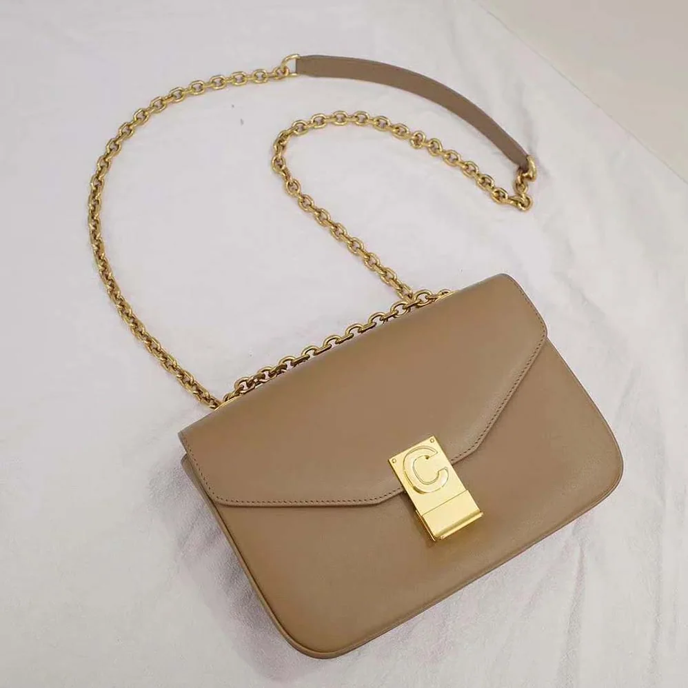 Celine Medium C Bag in Shiny Calfskin Leather for Women in Sandy Celine Medium C Bag in Shiny Calfskin Leather for Women in Sandy