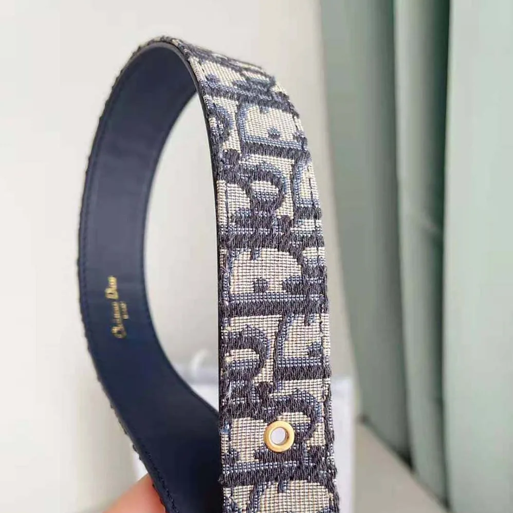 Dior 30 Montaigne Belt Blue Dior Oblique Jacquard 35 MM for Women Dior 30 Montaigne Belt Blue Dior Oblique Jacquard 35 MM for Women
