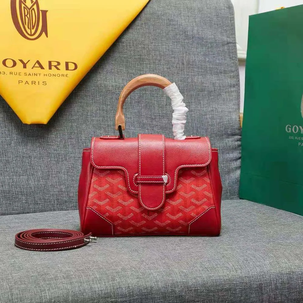 Goyard Sac Saïgon Souple Mini in Toile Goyardine & Chevroches Calfskin for Women in Red