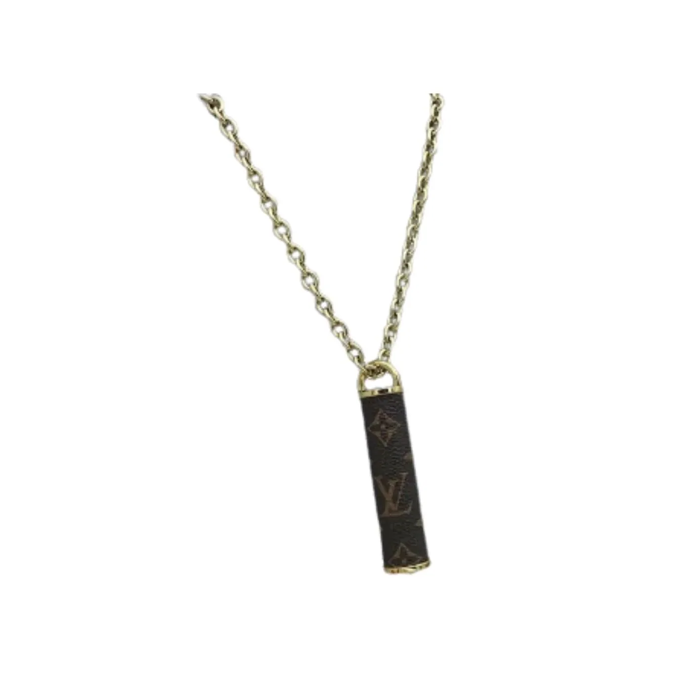 Louis Vuitton Cylinder Pendant Necklace Gold Tone Louis Vuitton Cylinder Pendant Necklace Gold Tone