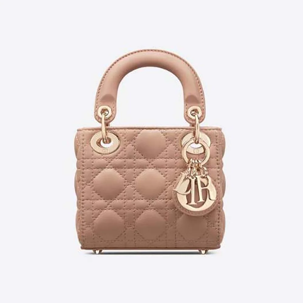 Dior Micro Lady Dior Bag Rose Des Vents Cannage Lambskin for Women