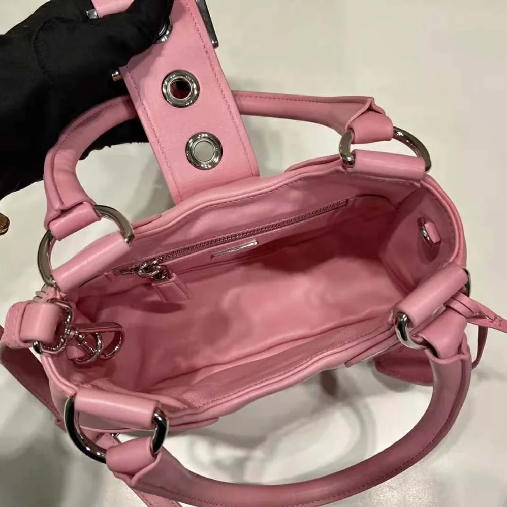 Prada Moon Re-Nylon and Leather Bag for Women in Pink Prada Moon Re-Nylon and Leather Bag for Women in Pink