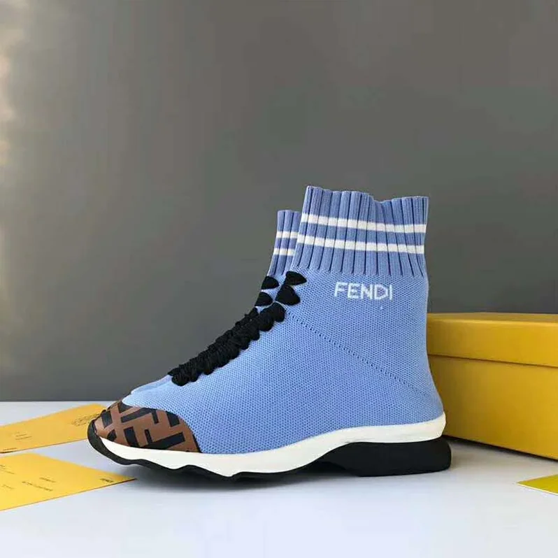 Fendi Shoes Pale Fabric Sneaker Boots for Women in Blue