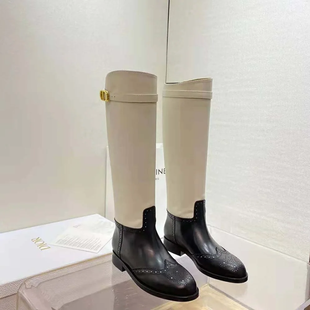 Dior Empreinte Boot Black and White Perforated Calfskin for Women