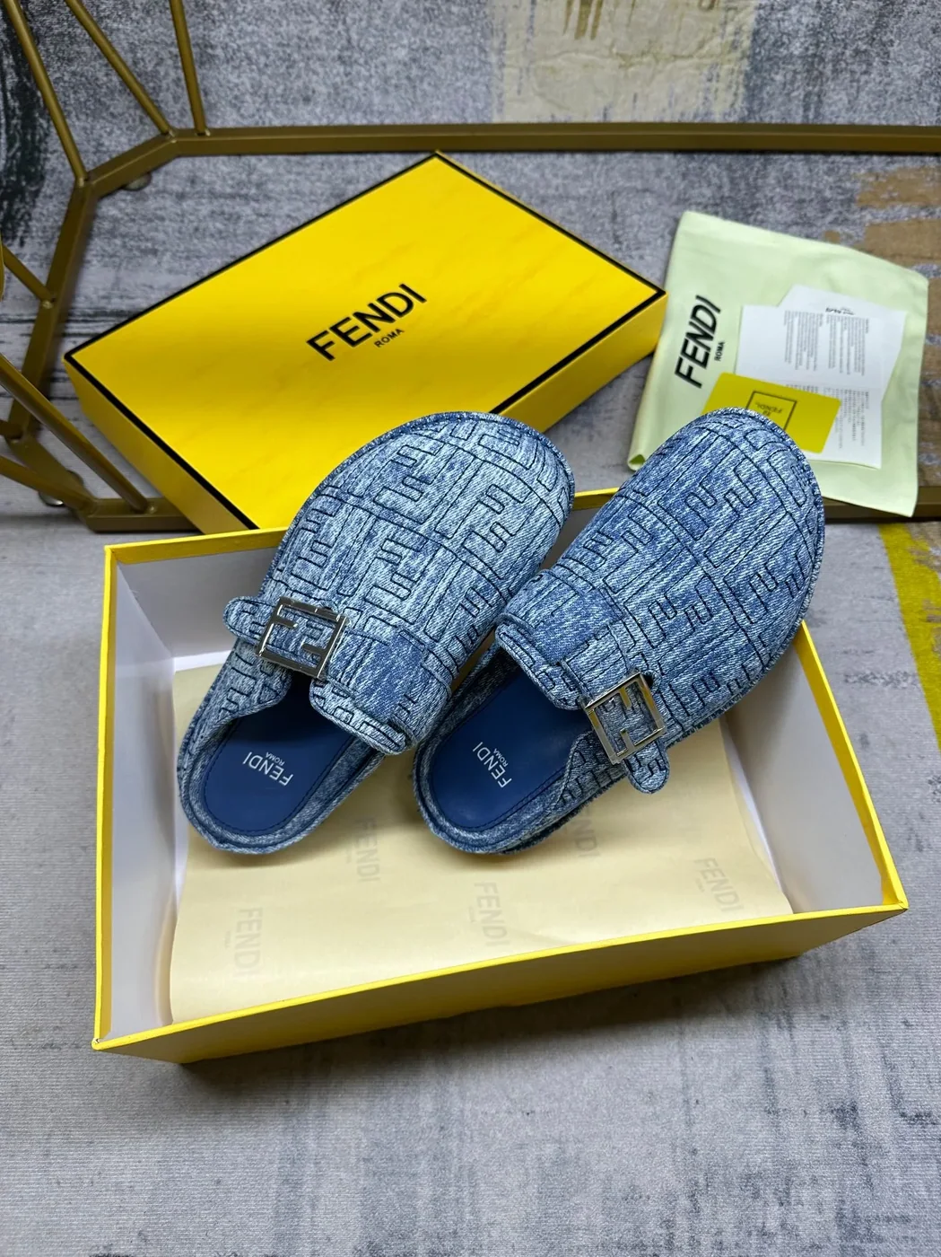 Fendi Feel Mules Blue