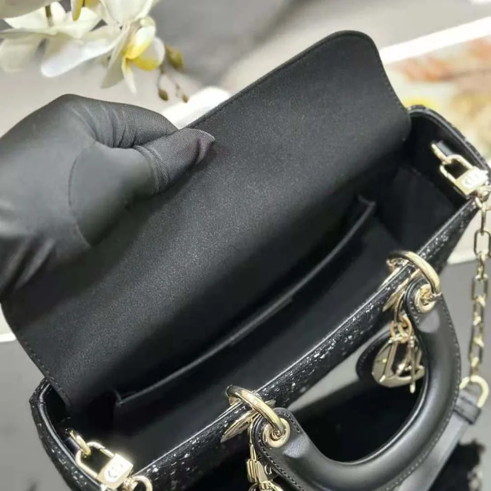 Dior Medium Lady D-Joy Bag Black Cannage Tweed for Women