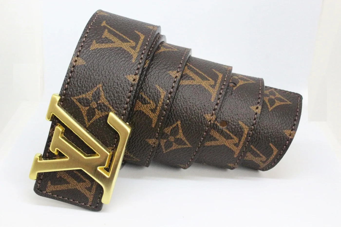 Brown Monogram style Leather Belt Amazing