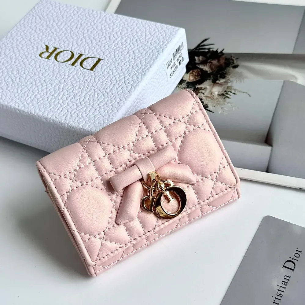 Dior Lady Dior Glycine Wallet Rose Tendre Cannage Lambskin for Women Dior Lady Dior Glycine Wallet Rose Tendre Cannage Lambskin for Women