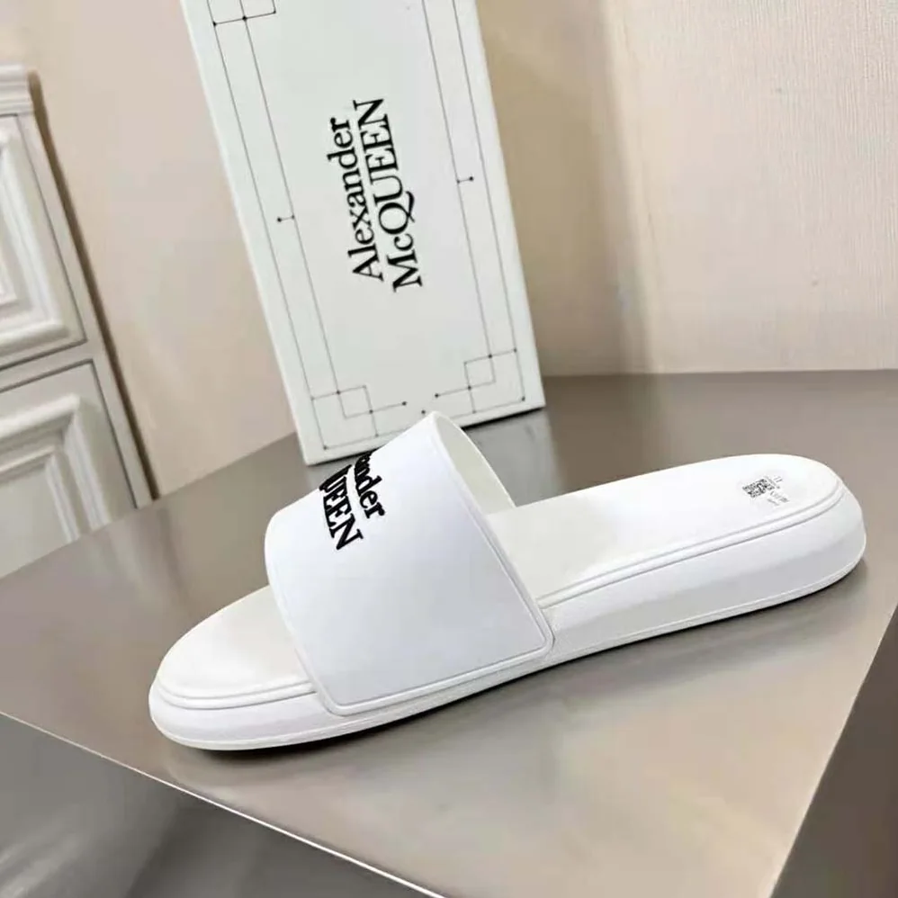 Alexander Mcqueen Pool Slide in White for Unisex in Black