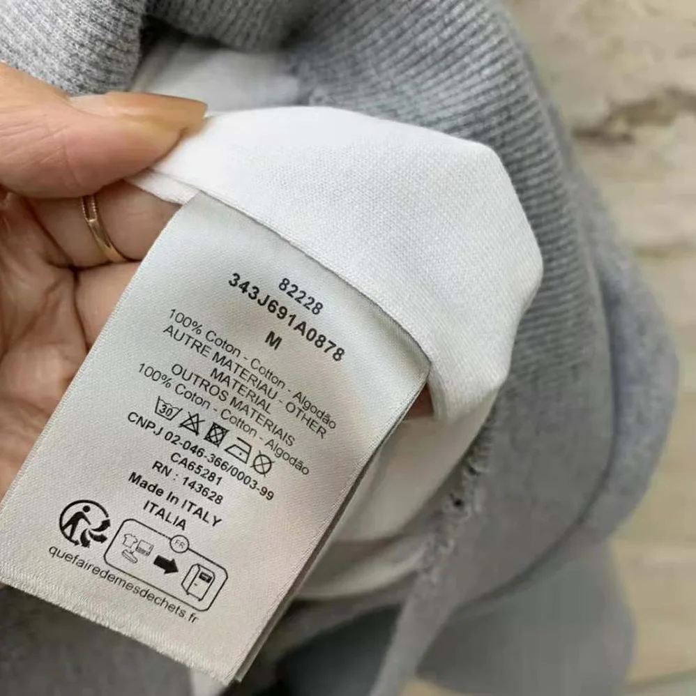 Dior Christian Dior Couture Hooded Sweatshirt Gray Cotton Fleece with Dévoré Effect for Men