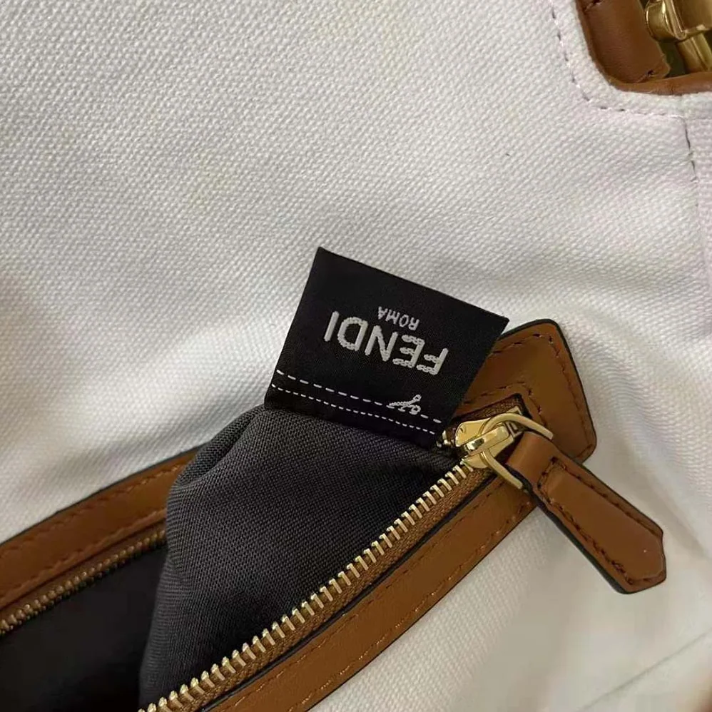 Fendi Baguette White Canvas FF Bag for Women Fendi Baguette White Canvas FF Bag for Women