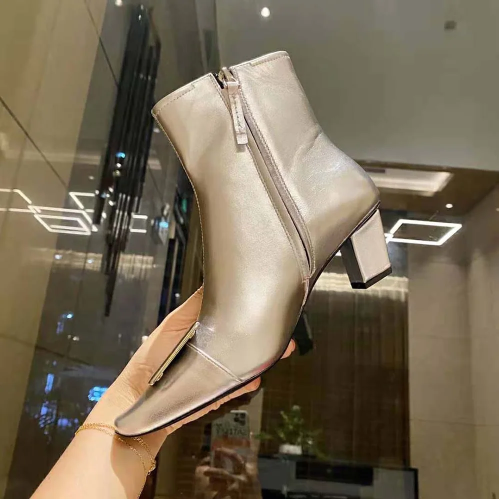 Roger Vivier Belle Vivier Metal Buckle Chelsea Booties in Soft Leather for Women