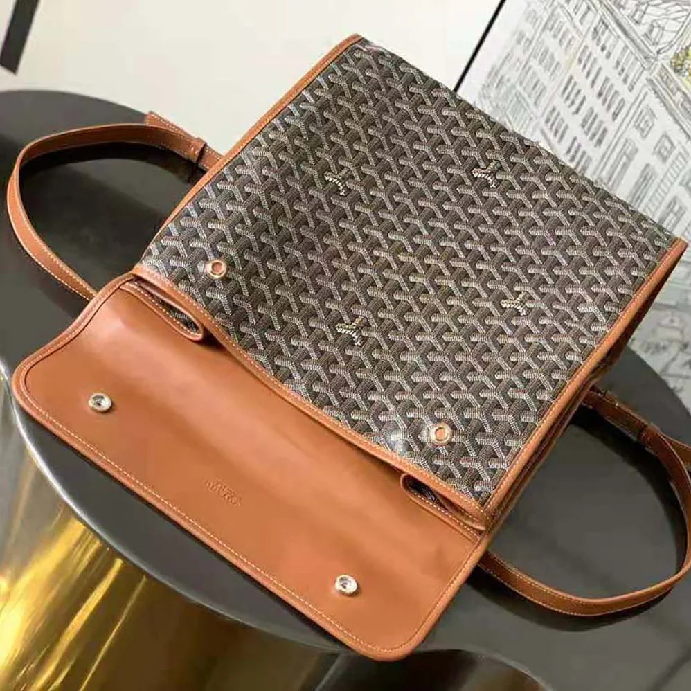 Goyard Saint Léger Backpack in Goyardine Canvas & Chevroches Calfskin for Women in Brown Goyard Saint Léger Backpack in Goyardine Canvas & Chevroches Calfskin for Women in Brown