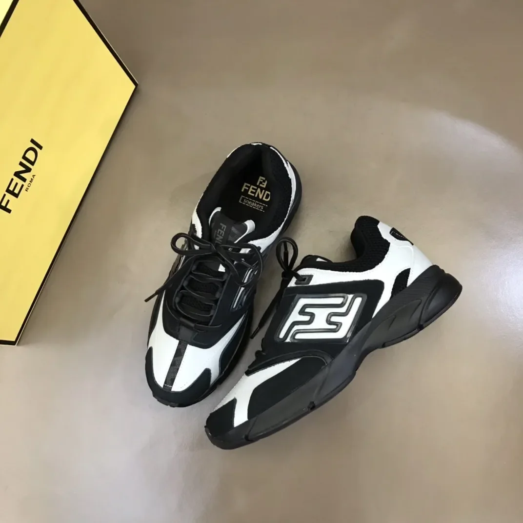 FD Fendi Faster Trainers Sneakers Black And White FD Fendi Faster Trainers Sneakers Black And White