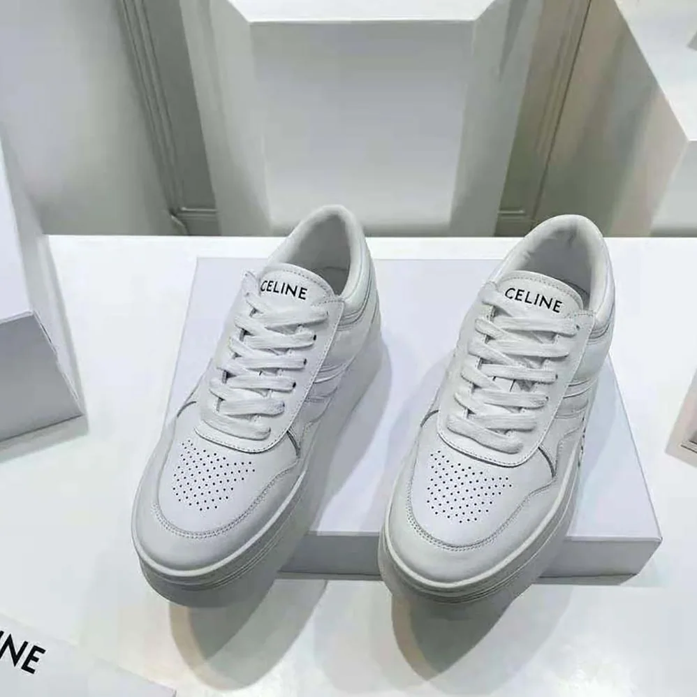 Celine Block Sneakers with Wedge Outsole in Calfskin for Women in White