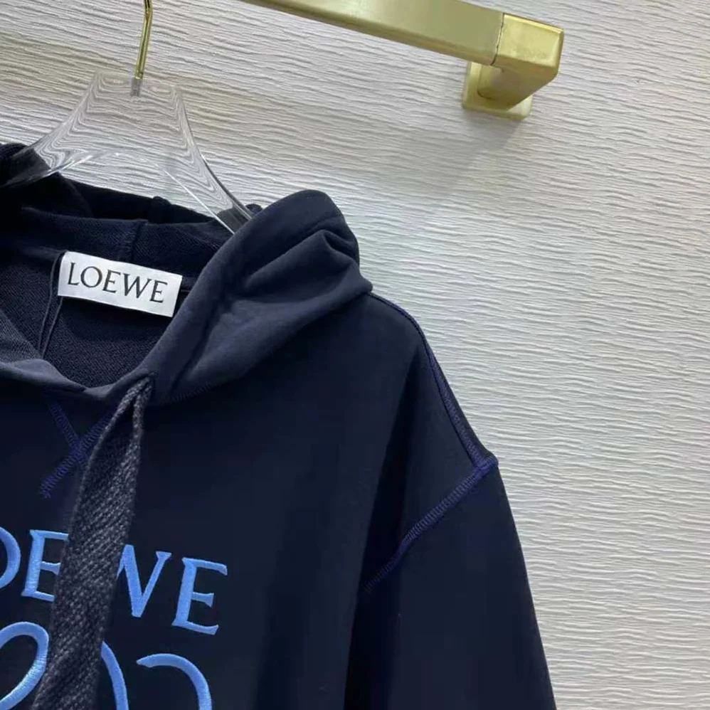 Loewe Anagram Hoodie in Cotton for Women in Navy