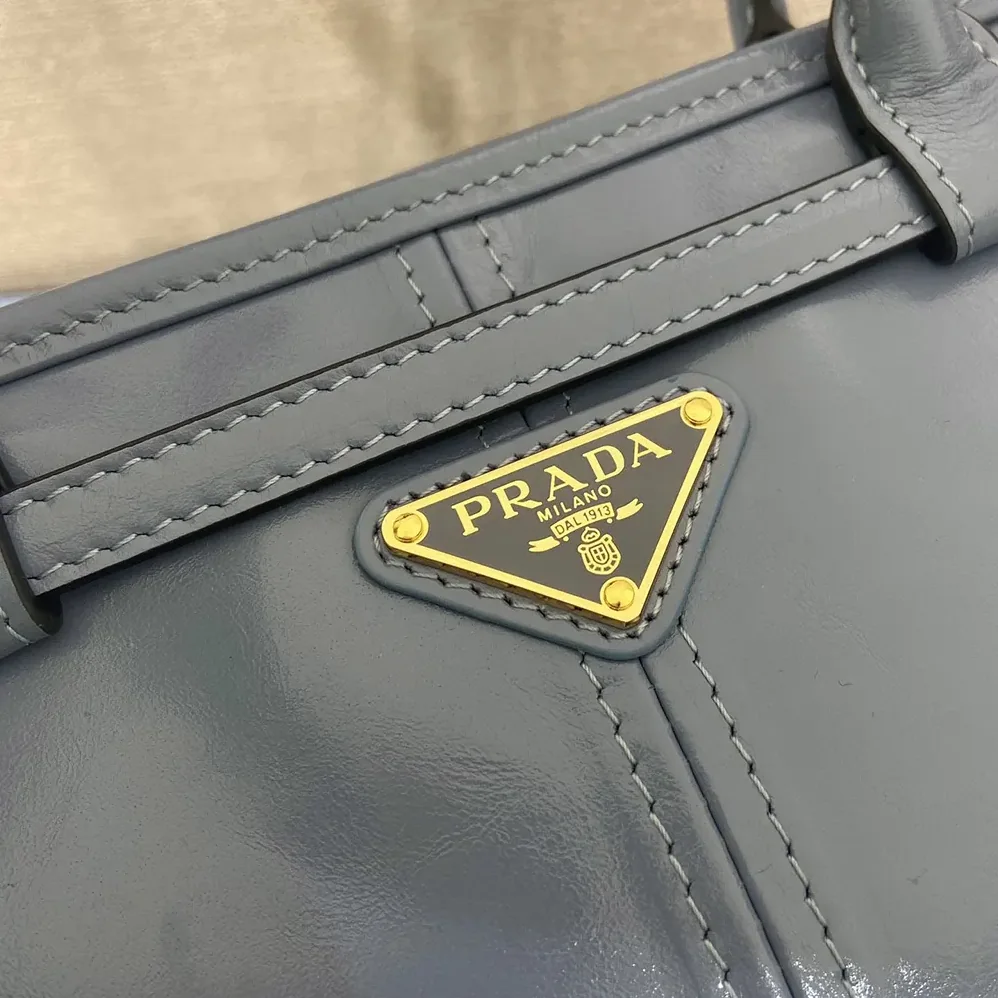 Prada Bonnie Medium Leather Handbag for Women in Light Blue Prada Bonnie Medium Leather Handbag for Women in Light Blue