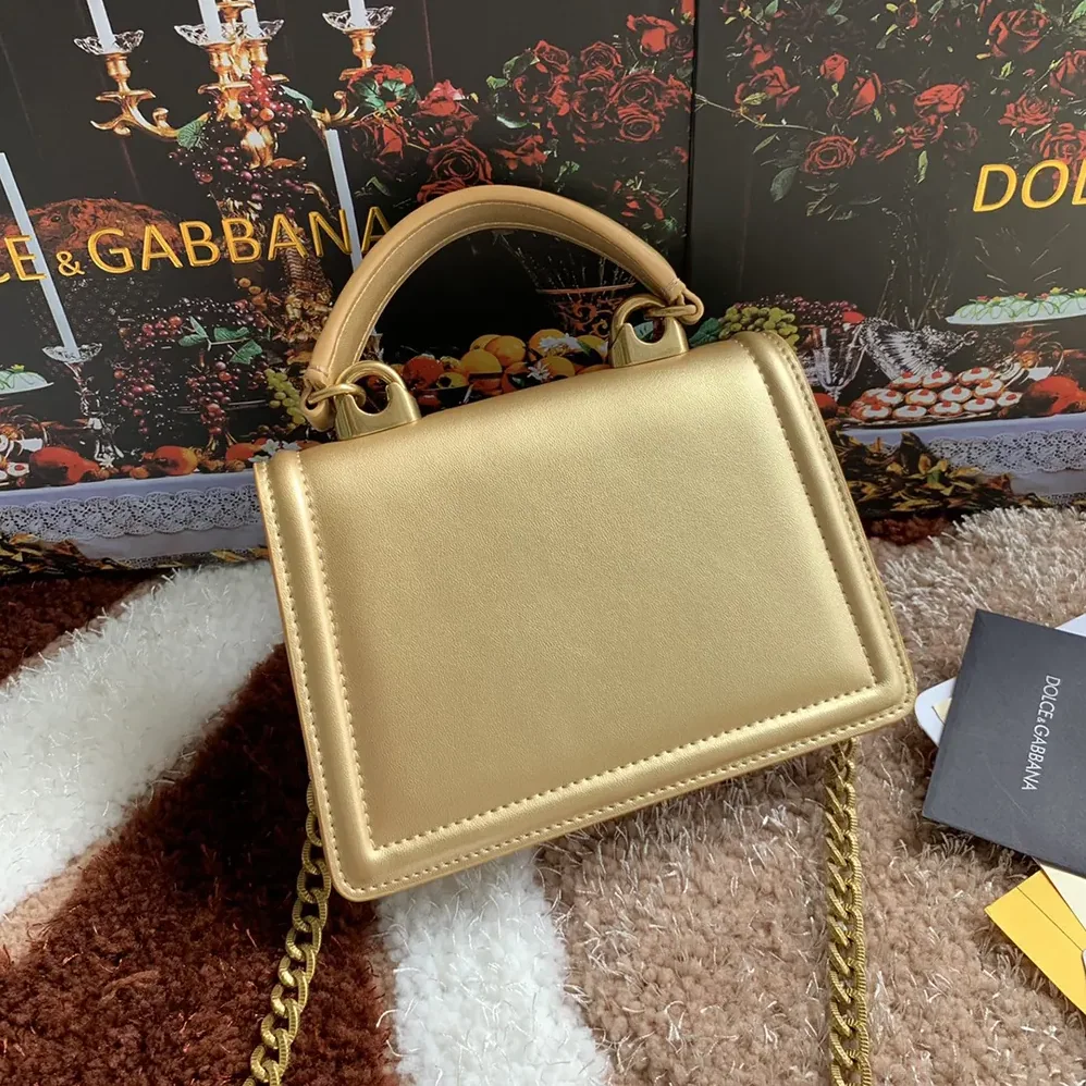 Dolce Gabbana D&G Medium Devotion Bag in Mordore Nappa Leather for Women in Gold