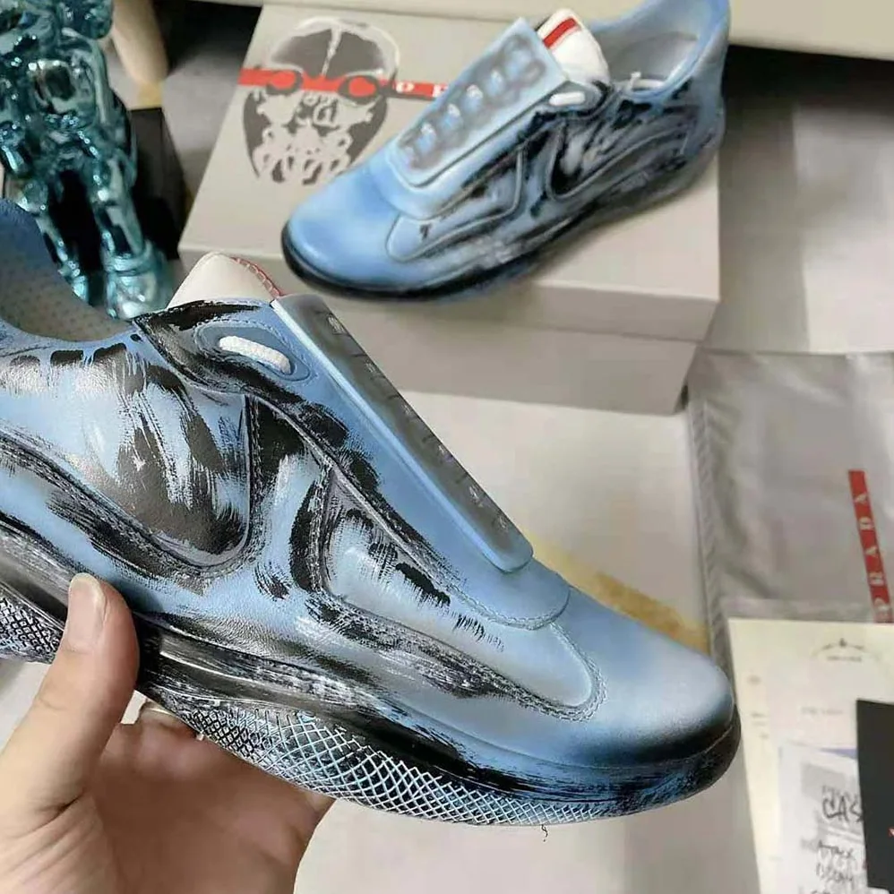 Prada Cass x Prada Americas Cup D3cay Sneakers for Unisex in Blue Prada Cass x Prada Americas Cup D3cay Sneakers for Unisex in Blue