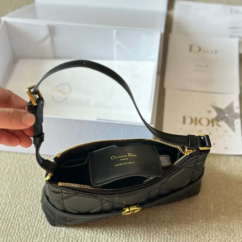 Dior Miss Caro Cigale Mini Bag Black Macrocannage Lambskin for Women
