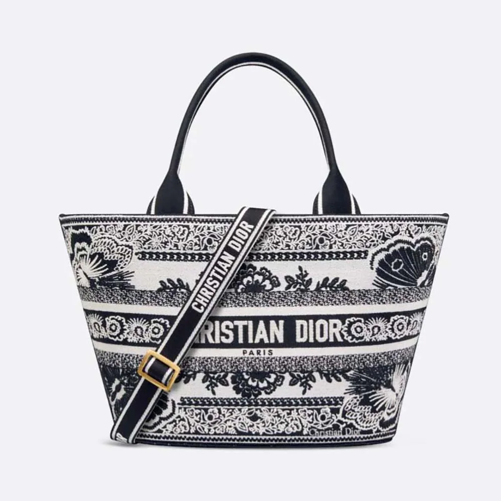Dior Hat Basket Bag White and Black Butterfly Bandana Embroidery for Women Dior Hat Basket Bag White and Black Butterfly Bandana Embroidery for Women
