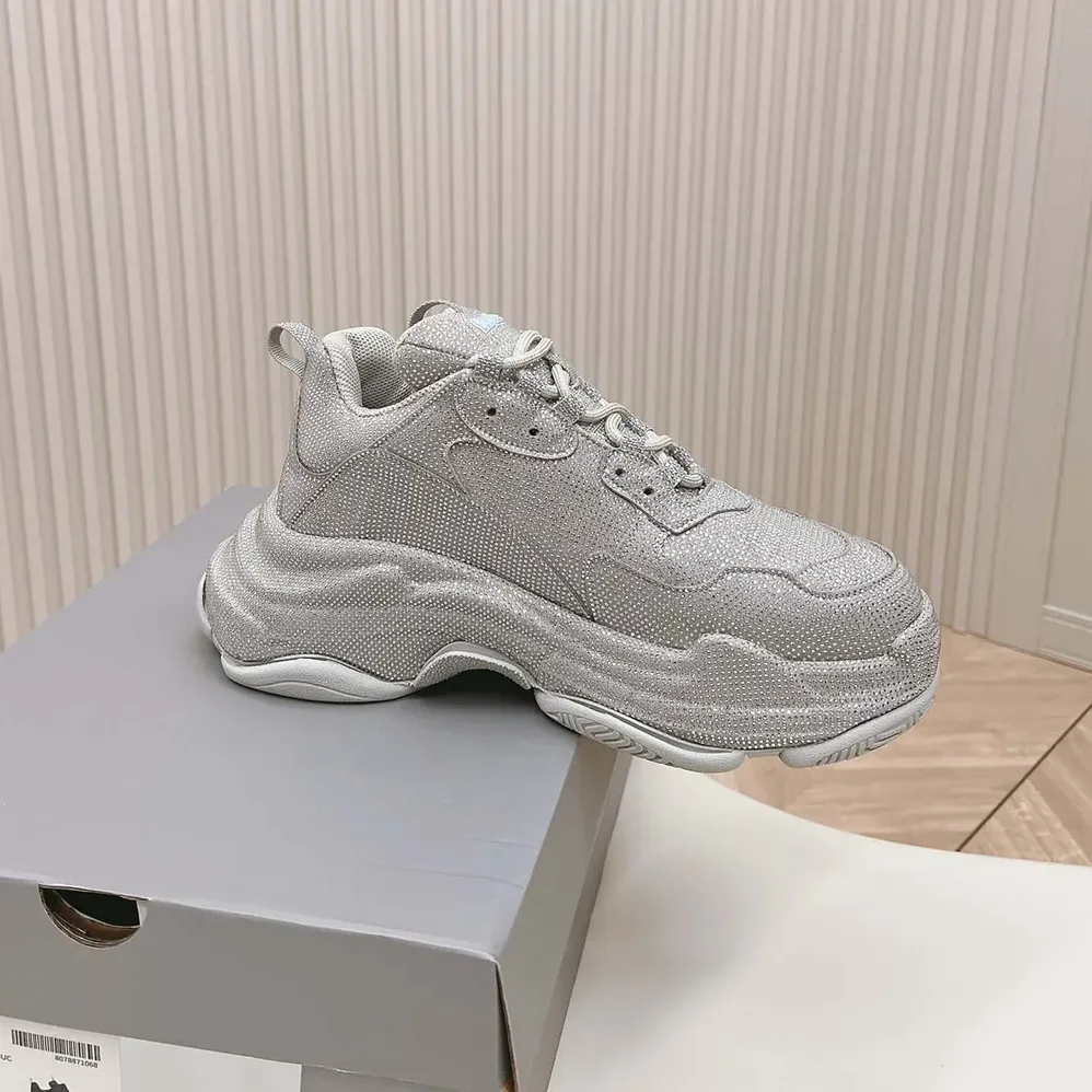 Balenciaga Triple S Sneaker with Rhinestones in Dark Grey for Unisex Balenciaga Triple S Sneaker with Rhinestones in Dark Grey for Unisex