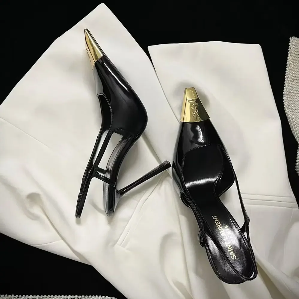 Saint Laurent YSL Jeanne Slingback Pumps In Smooth Leather for Women in Black