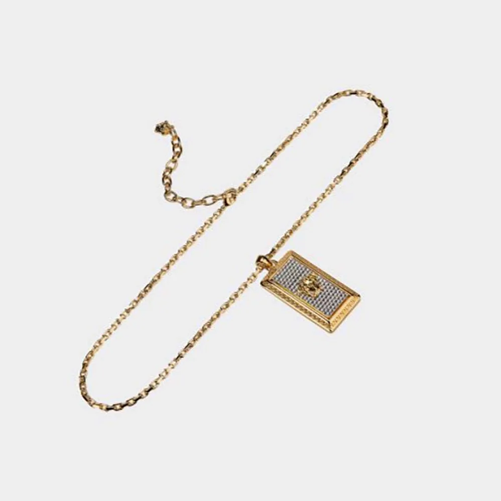 Versace Rectangle Medusa Pendant Necklace for Unisex Versace Rectangle Medusa Pendant Necklace for Unisex