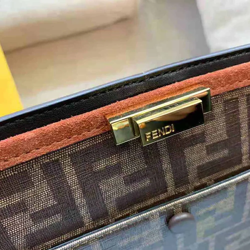 Fendi Peekaboo X-Lite Medium Brown Suede Bag for Women Fendi Peekaboo X-Lite Medium Brown Suede Bag for Women