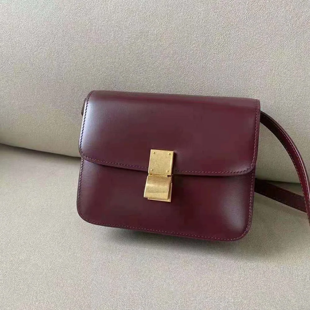 Celine Teen Classic Bag in Box Calfskin for Women in Maroon