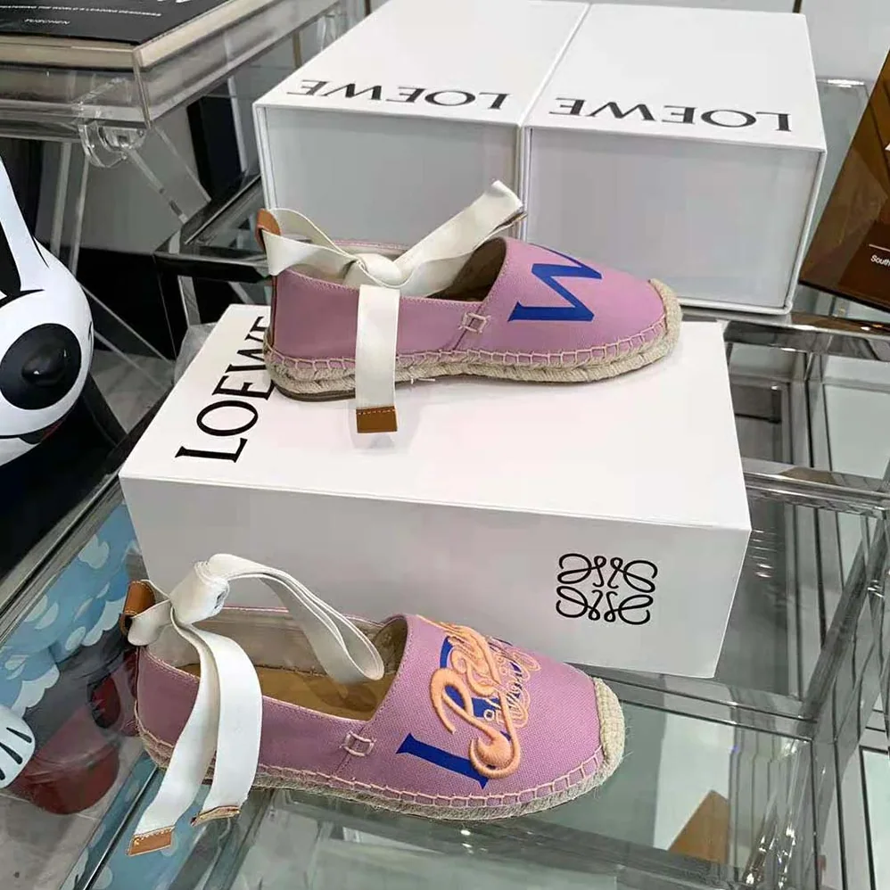 Loewe Paulas Ibiza Espadrille in Canvas for Women in Pink Loewe Paulas Ibiza Espadrille in Canvas for Women in Pink