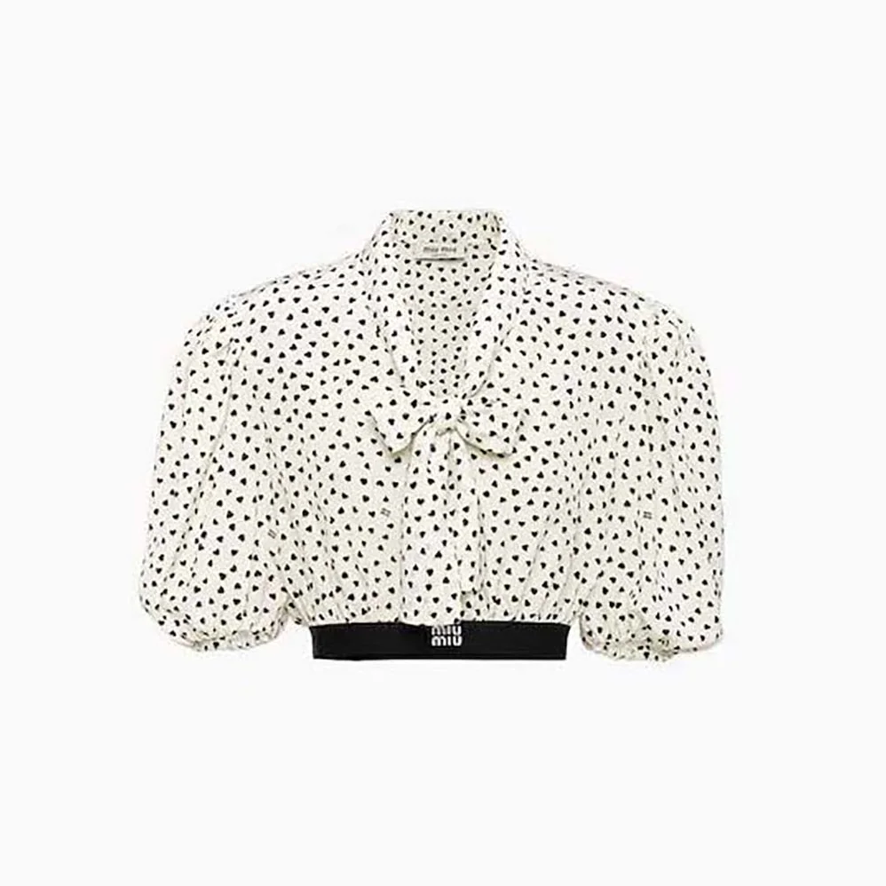 Miu Miu Heart-Print Crepe De Chine Top for Women